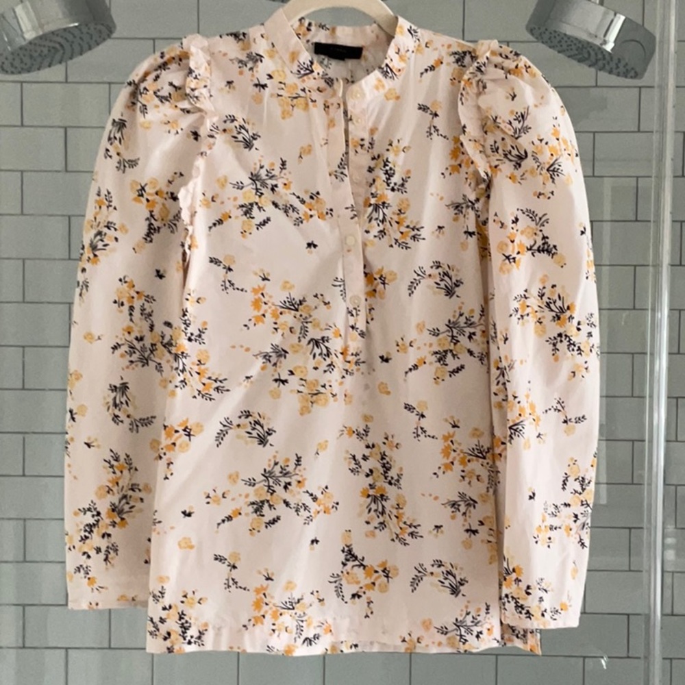 J. Crew ruffled detailed 1/4 button down top